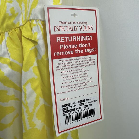 EY Boutique Especially Yours New Yellow Floral Feeling Beautiful Dress Size 10 - Picture 4 of 14